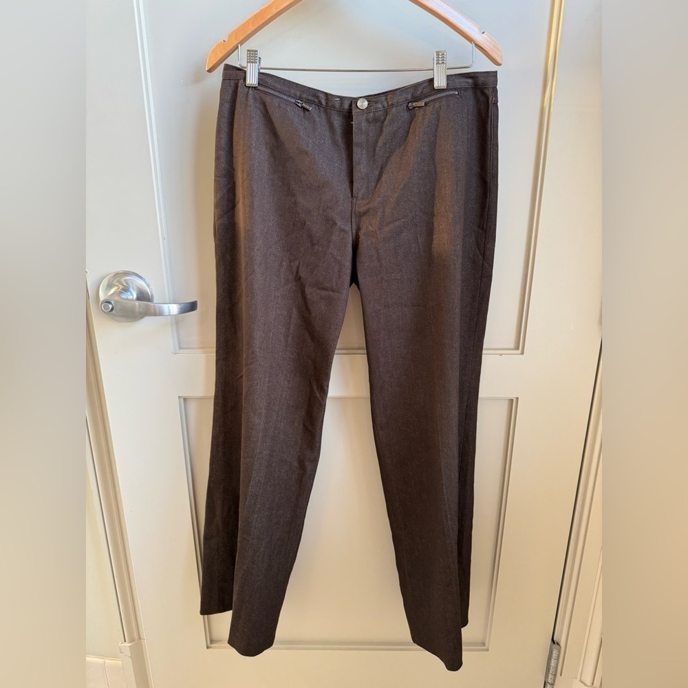Ralph Lauren Sport Brown No Waist Low Rise Jeans Size 8 zip detail